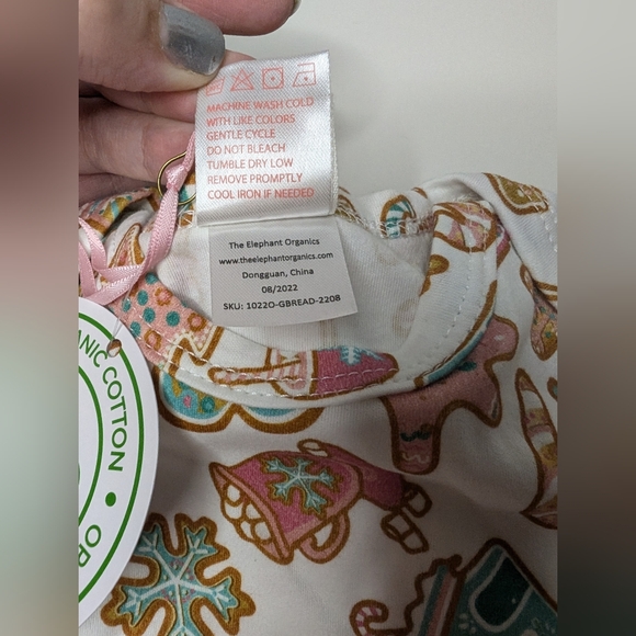 NWT Pink Elephant 18-24M Girls Christmas Long Sleeve Bodysuit Organic Cotton - Picture 5 of 10